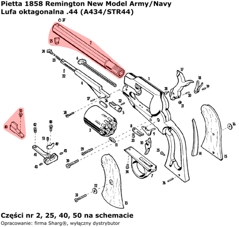 Barrel .44 for Pietta 1858 Remington Model Army Target (A434/STR44)