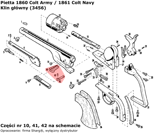 Main wedge revolver Pietta 1851 Colt REB Nord Navy, 1860 Colt Army, 1861 Colt Navy (3456)