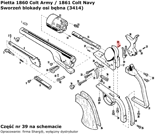 Pietta 1851 Navy, 1860 Army, 1861 Navy, Starr Cylinder Locking Pin (3414)