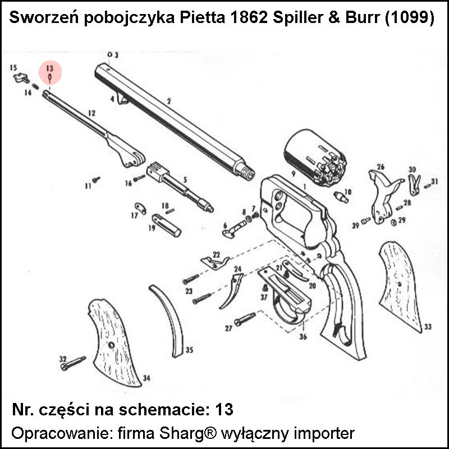 Pietta Latch Pin for 1858 Remington, 1862 Spiller & Burr (1099)