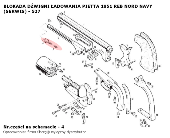 Pietta Loading Lever Latch for 1851 Navy, 1860 Army, 1861 Navy (527)