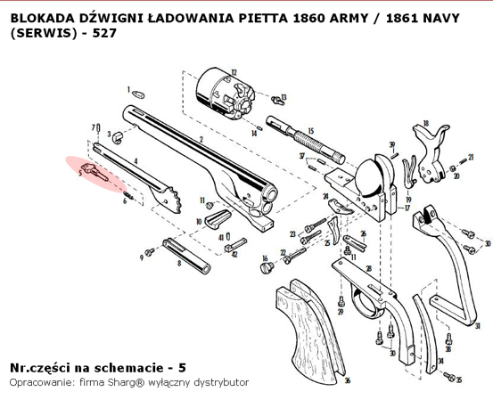 Pietta Loading Lever Latch for 1851 Navy, 1860 Army, 1861 Navy (527)