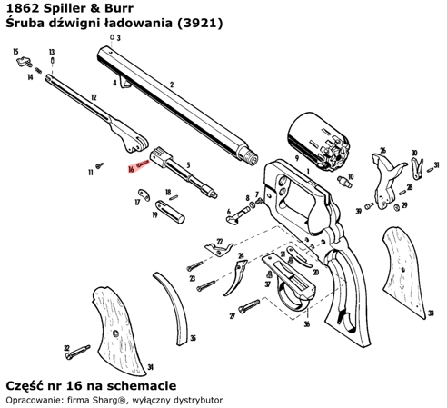 Pietta Loading Lever Screw for 1862 Spiller & Burr (3921)