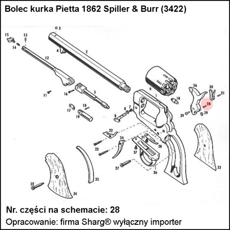 Pietta Roller Pin for 1858 Remington, 1862 Spiller & Burr (3422)