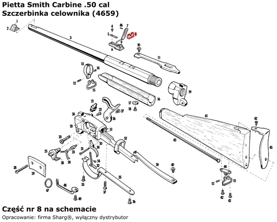 Pietta Smith Carbine .50 cal Rear Sight Plate (4659)