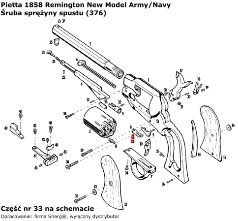 Pietta Trigger Bolt Spring Screw for 1851 Colt Navy, 1858 Remington, 1862 Spiller & Burr (376)