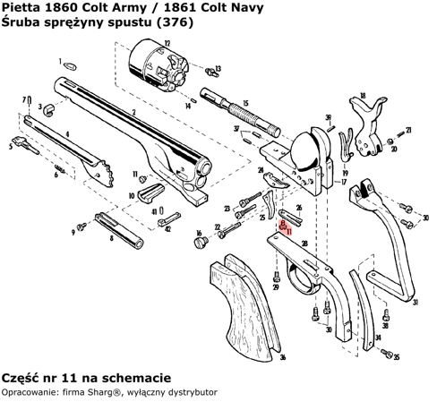 Pietta Trigger Bolt Spring Screw for 1851 Colt Navy, 1858 Remington, 1862 Spiller & Burr (376)