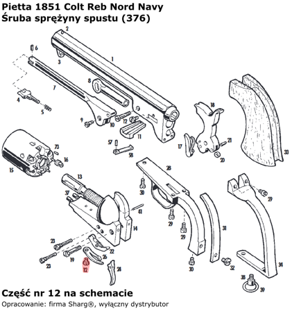 Pietta Trigger Bolt Spring Screw for 1851 Colt Navy, 1858 Remington, 1862 Spiller & Burr (376)