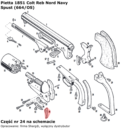 Pietta Trigger for 1851 Colt Navy Old Silver (664/OS)