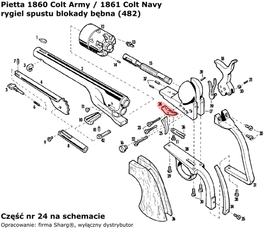 Trigger lock drum Pietta 1851 Colt Navy (482)