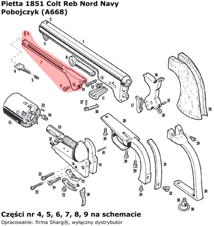 Trigger lock drum Pietta 1851 Colt Navy (482)