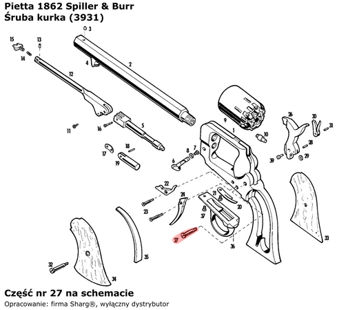 Śruba kurka Pietta 1862 Spiller & Burr (3931)