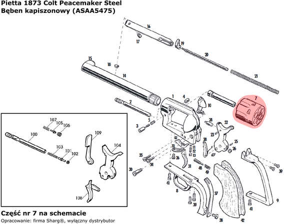 Bęben kapiszonowy Pietta 1873 SA Peacemaker kal. 44 (ASAA5475)