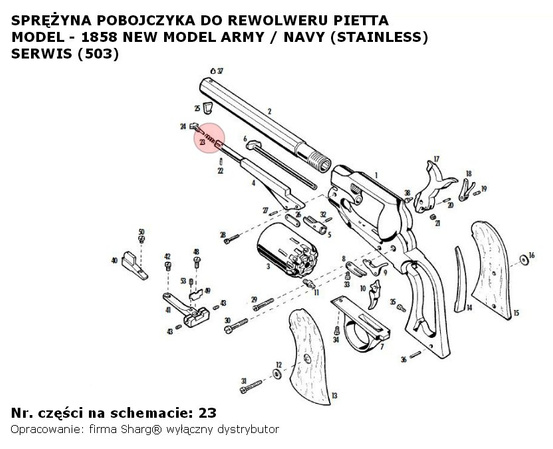 Sprężyna pobojczyka Pietta Remington 1858 New Model Army / Navy Stainless (503)