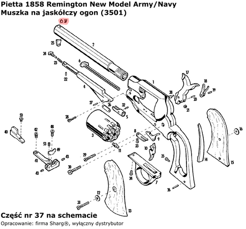 Dovetail bow tie of the Pietta 1858 Remington New Model Army / Navy revolver (3501)