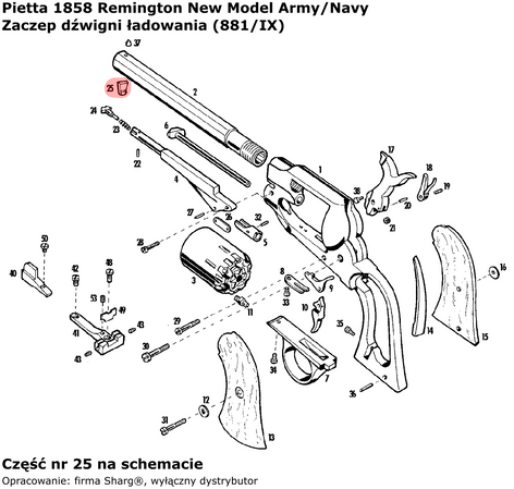 Pietta 1858 Remington New Model Army charging lever attachment, Stainless Steel (881/IX)
