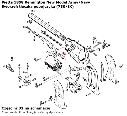 Sworzeń tłoczka pobojczyka Pietta 1858 Remington Model Army Stainless (730/IX)
