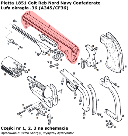 Round barrel .36 Pietta 1851 Colt REB Nord Navy Confederate (A345 / CF36)