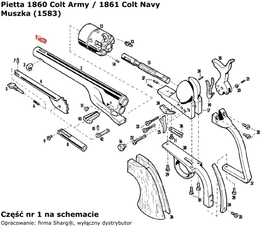 Muszka do rewolweru Pietta 1860 Colt Army, 1861 Colt Navy (1583)