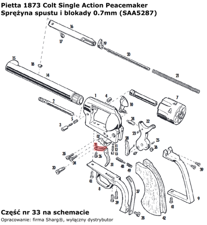 Sprężyna spustu i blokady 0.7mm Pietta 1873 SA Peacemaker (SAA5287)
